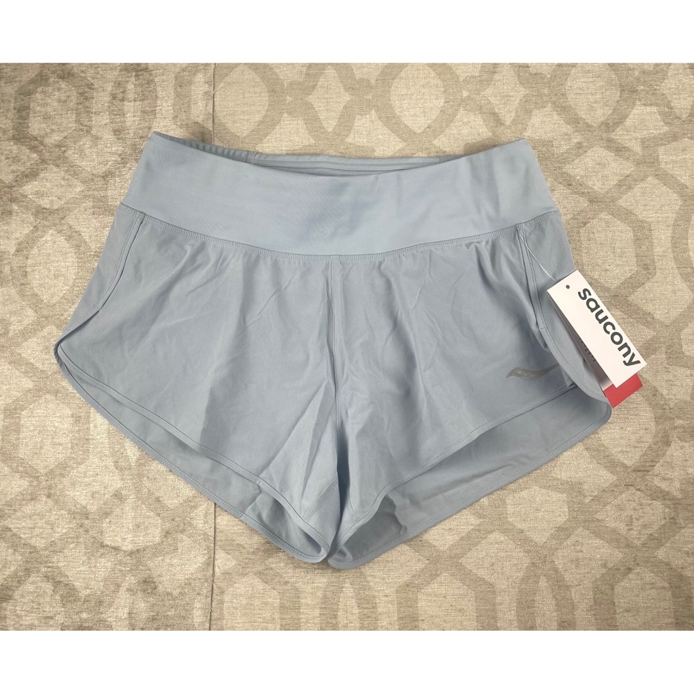 Saucony Outpace 2.5" Running Shorts Women Small Blue NWT Activewear Recycled